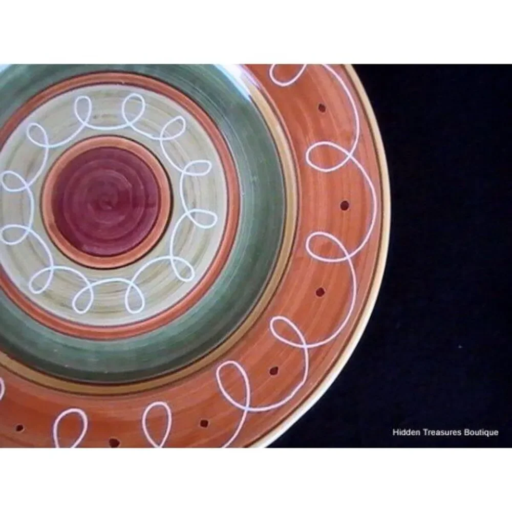 Pier 1‎ Etrusco Dinner Plate Red Orange Green Swirls Dots Beautiful